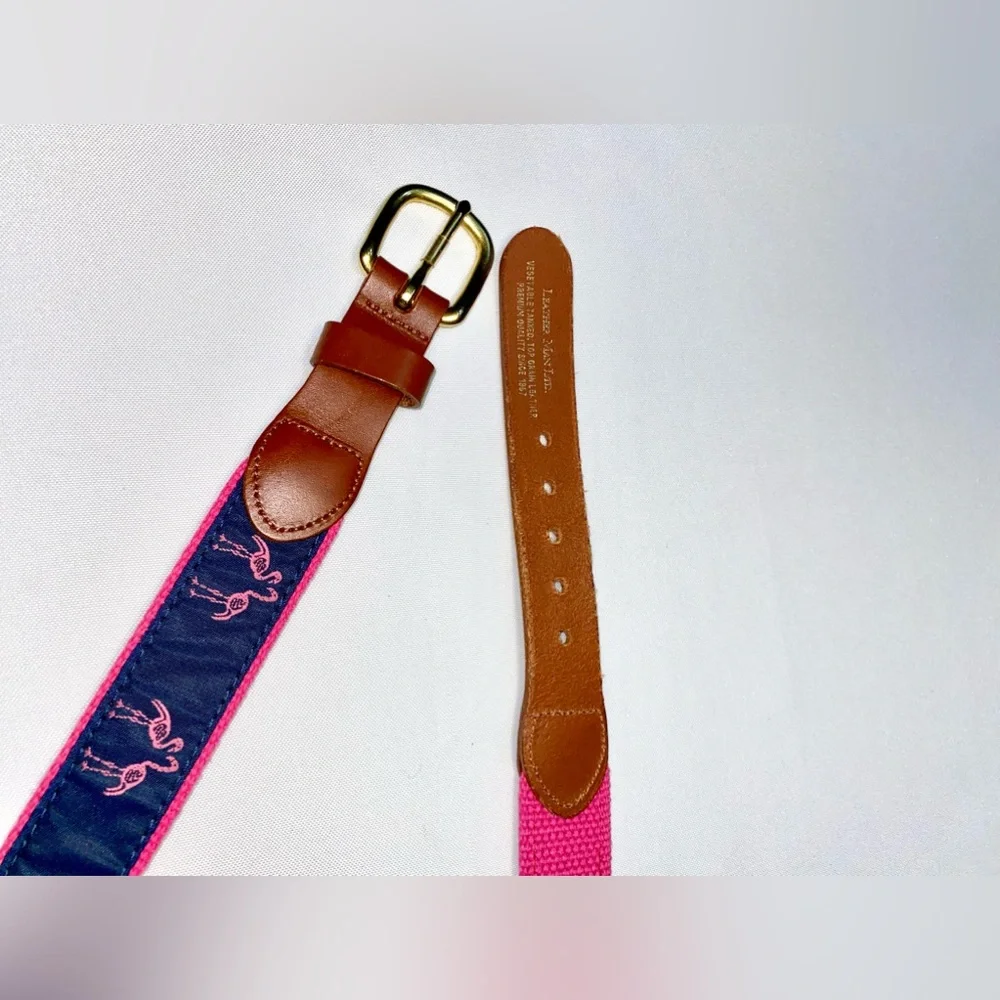 Men's Ribbon Belt - Pink Flamingo 🦩 on Pink Webbing